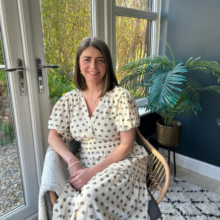 Sharon Curran, yoga teacher, sound bath practitioner and holistic wellbeing practitioner based in Northwich