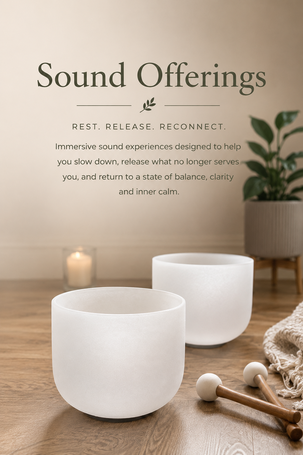 Crystal singing bowls used during restorative sound baths and sound healing sessions in Northwich.