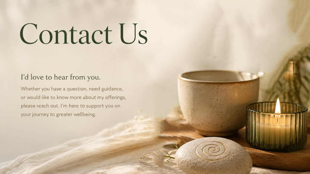 Calm wellness-inspired scene with candle, ceramic bowl and greenery representing a peaceful space for connection and holistic wellbeing.